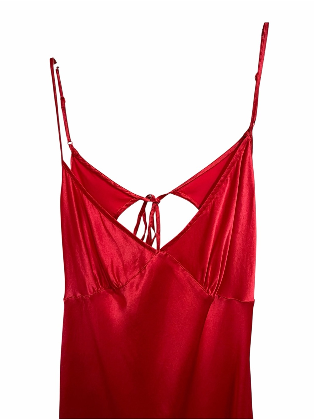 Vintage Victoria's Secret 100% Silk Red Open Back Bias Slip Dress Nightgown L - Picture 7 of 14